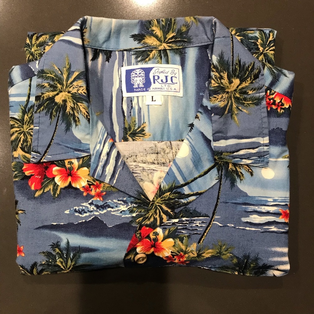🎊🎉HP🎉🎊 Aloha! Vintage RJC Super Cool Men’s Hawaiian Short Sleeve Shirt. Sz L